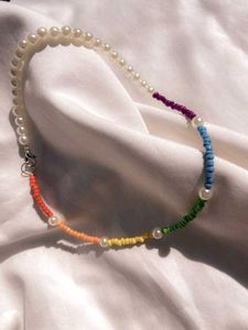 Beaded Pearl &amp; Color Bead Necklace