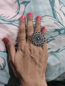 Women Oxidised Silver Adjustable Rings - 2 Pieces