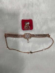 Stunning Rose Gold Choker &amp; Earring Set
