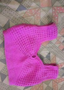 Bright Pink Knit Sweater Vest