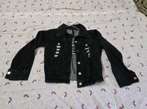 Black Distressed Denim Jacket