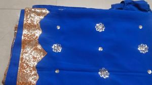Blue Saree with Embellishments