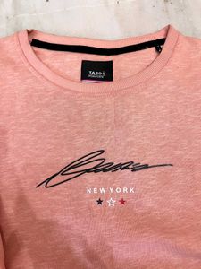 Peach Graphic Print Sweatshirt