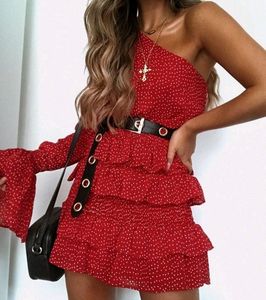 SABO Beautiful One Shoulder Polkadot Dress