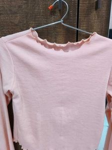 Pink Lettuce Hem Long Sleeve Top