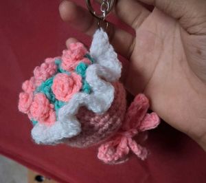 Handmade Crochet Flower Keychain