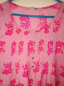 Pink Floral Print Kurta