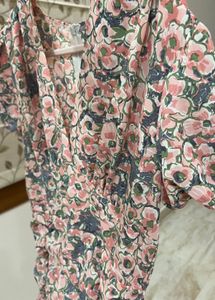 savana Floral Ruched V-Neck Mini Dress