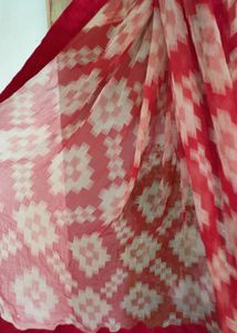 Red &amp; White Printed Dupatta