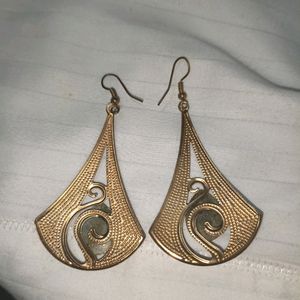 Black Green Gold Stone Earrings