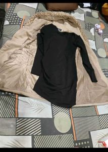 Cozy Beige Hooded Coat and dress free