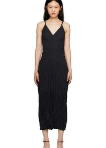 Black Textured Midi Dress