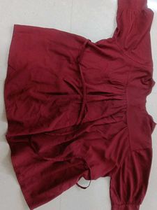Maroon Top with Tie Details