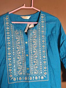 Free delivery Blue Embroidered Kurta