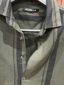 Stylish Olive Green Striped Shirt