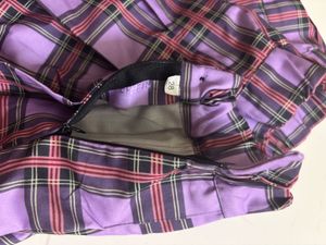 Purple Plaid Pleated Mini Skirt