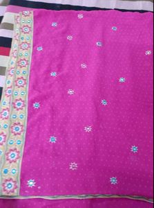 Elegant Magenta Embroidered Saree with Blouse
