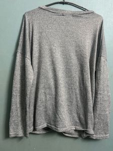 Grey Knotted Front Casual Top
