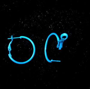 Neon Yellow and Blue Hoop Earrings.
