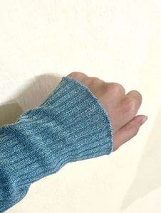 Shien Blue Ribbed Knit Mini Dress