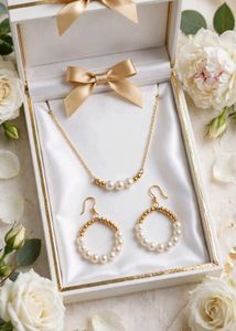 Elegant Pearl Necklace & Earring Set