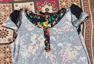 floral black and orange Top