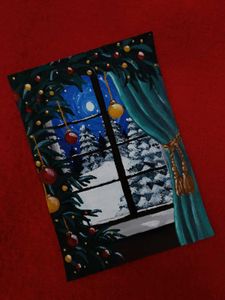 🌙 Winter Moonlight Window – Original Hand-Painted