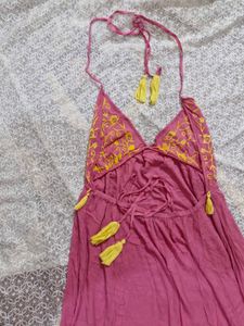 Pink Tassel Maxi Dress