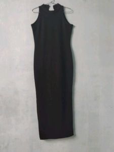 Elegant Black High Neck Maxi Dress