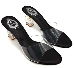 Maven Women’s Transparent Strap Heels – Black Eleg