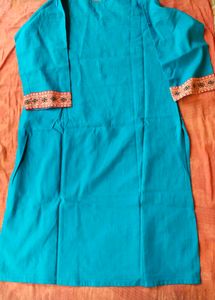 women blue cotton kurti