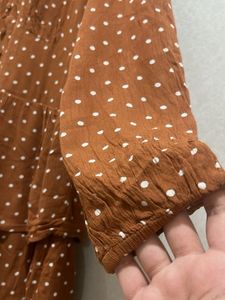 zudio Brown Polka Dot Tiered Dress