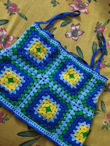 Zara Blue Crochet Halter Top