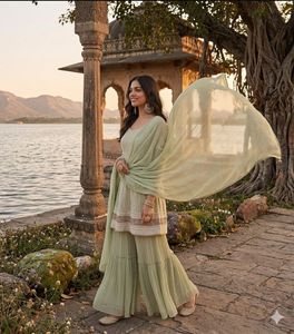 Pista Green Sharara Set