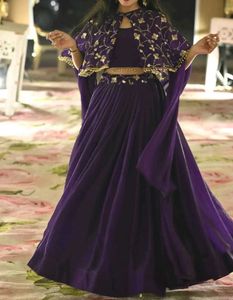 Elegant Purple Embroidered Ethnic Gown