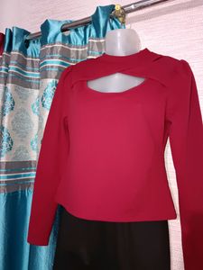 Casual Regular Sleeves Maroon Top For Girls