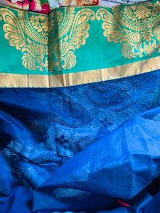 Blue &amp; Green Peacock Saree