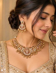 Indian Heritage Bridal Necklace & Earrings Set