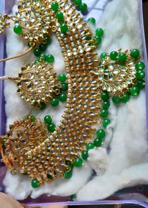 Unused Green kundan Jewellery Set