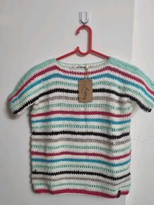 Striped Crochet Knit Top