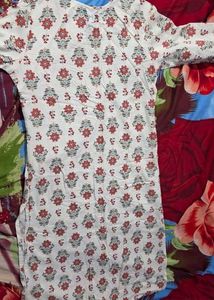 White Kurta with Floral Print and dupatta set