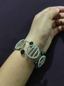 Stunning Green Beaded Cuff Bracelet
