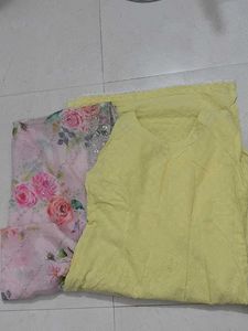 Beautiful Yellow Kurta Set with Floral Dupatta