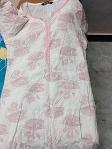 Elegant White &amp; Pink Kurta