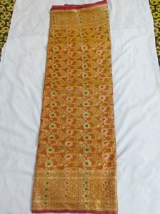 Elegant Orange Banarasi Silk Saree