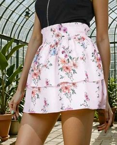 Floral Tiered Mini Skirt.