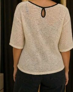 Cream Textured Knit Top