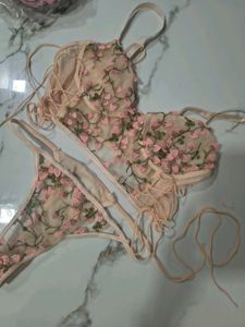 Urbanic savana Sheer Embroidered Lingerie Set
