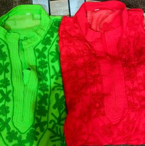 Combo Chikankari Georgette Kurti....