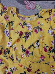 Yellow Floral Ruffle Dress